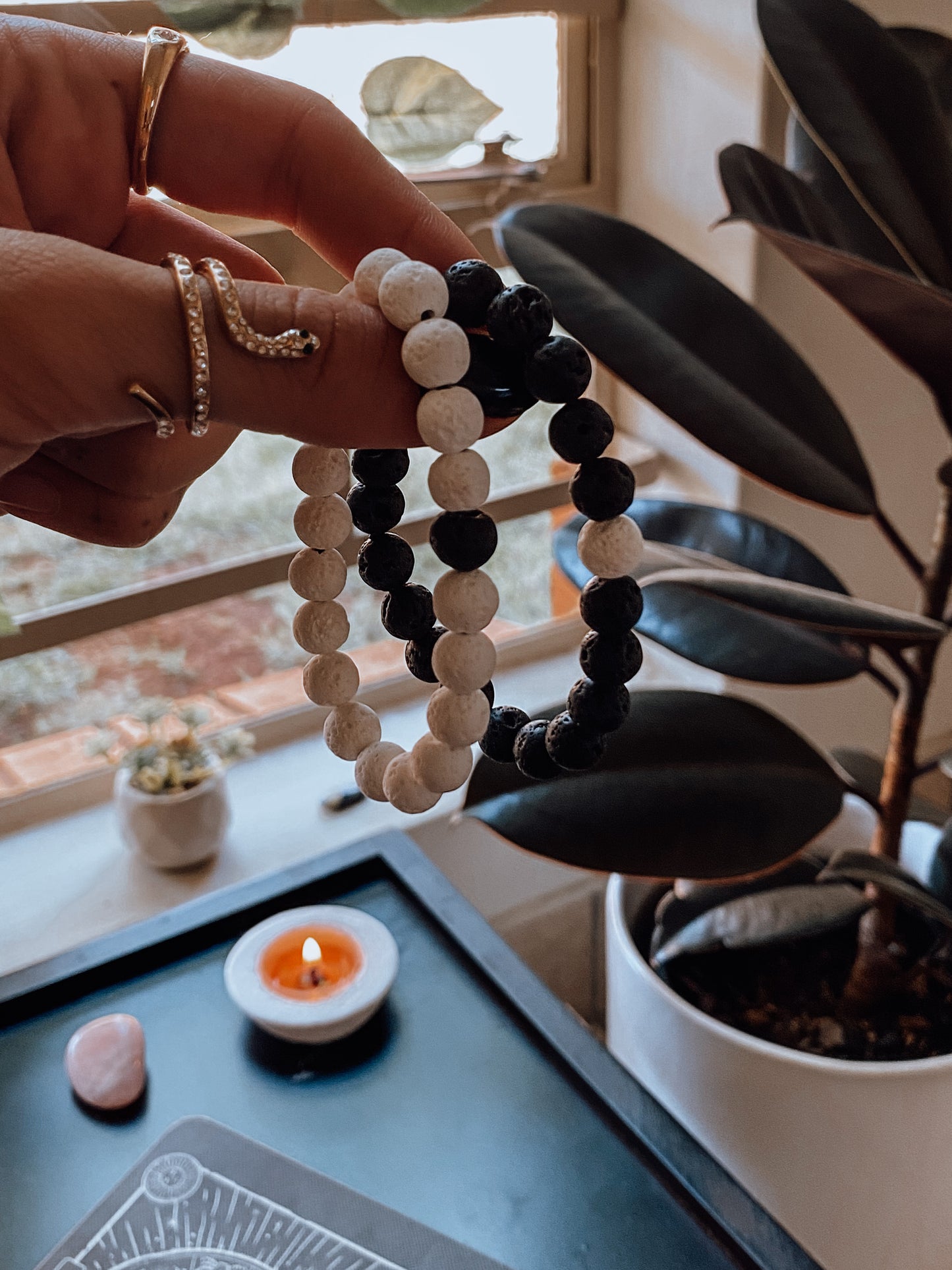 Yin Yang Female Lava Stone set